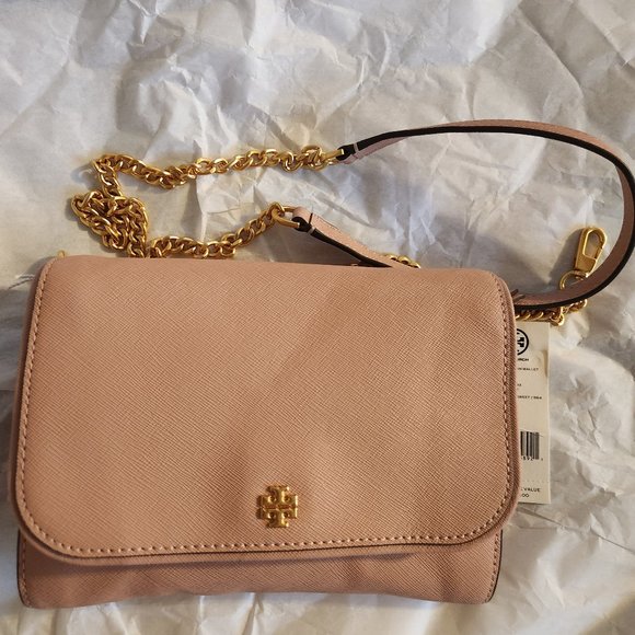 SALE $$$ NWT Leather Tory Burch Emerson Chain Wallet Crossbody flaw - Picture 10 of 11